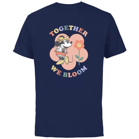 Disney Minnie Mouse Together We Bloom Springtime Flower - Short Sleeve Cotton T-Shirt for Adults - Customized-Navy