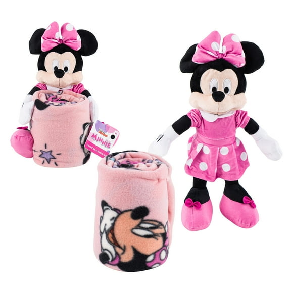 Disney Minnie Mouse Travel Set - 2 Piece Kids Travel Set includes Blanket 40" X 50" & Plush (Offical Disney Product)