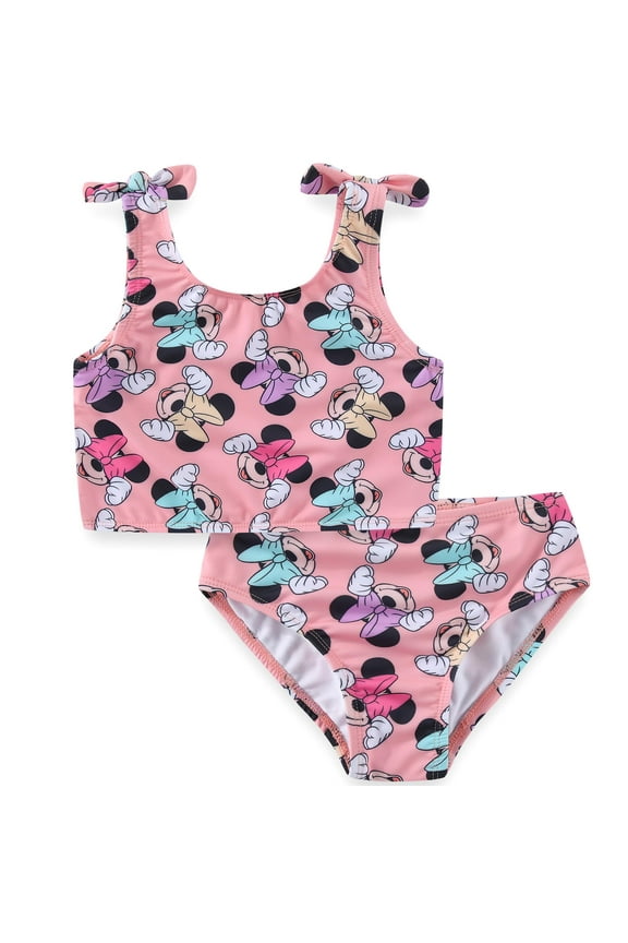 Minnie Mouse UPF 50+ Bathing Suit Tankini Top and Bikini Bottom Swimsuit Set (Girls), 2 Piece Set, Sizes 2T-6