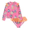 thumbnail image 1 of Disney Minnie Mouse UPF 50+ Long Sleeve Rash Guard & Bikini Bottom (Girls), 2 Piece Swimsuit Set, Sizes 4-6X, 1 of 8