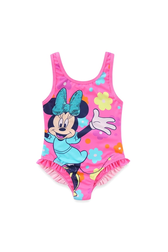 Minnie Mouse UPF 50+ One Piece Bathing Suit (Girls), Sizes 2T-6X