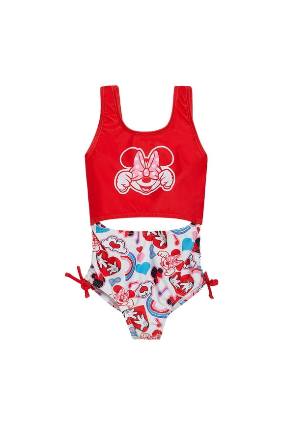 Minnie Mouse UPF 50+ One Piece Bathing Suit Toddler to Big Kid