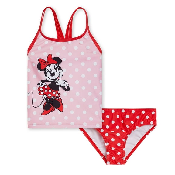 Disney Minnie Mouse UPF 50  Racerback Tankini Top and Bikini Bottom Swim Set Polka Dots Toddler to Big Kid