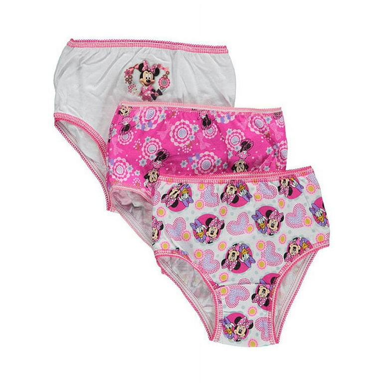 Disney Minnie Mouse Underwear 100% Cotton Panties, 3 Pack (Toddler Girls) 