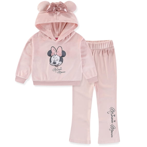 Disney Minnie Mouse Velour Hoodie and Flared Pants Set (Girls), 2 Piece Set, Sizes 2T-6X
