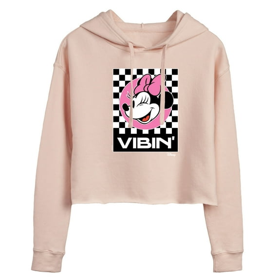 Disney - Minnie Mouse - Vibin' - Juniors Cropped Pullover Hoodie