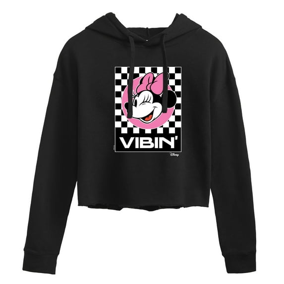 Disney - Minnie Mouse - Vibin' - Juniors Cropped Pullover Hoodie