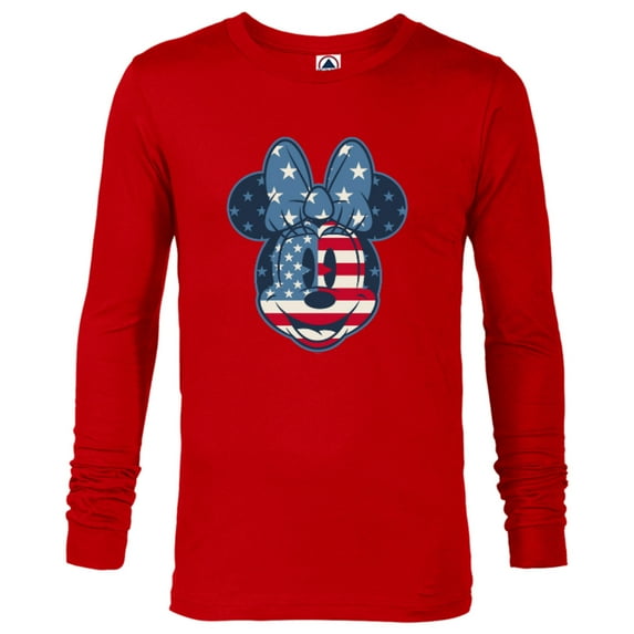 Disney Minnie Mouse Vintage Americana Fourth of July - Long Sleeve T-Shirt for Men - Customized-New Red