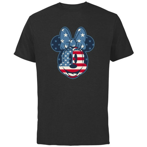 Disney Minnie Mouse Vintage Americana Fourth of July - Short Sleeve Cotton T-Shirt for Adults - Customized-Black