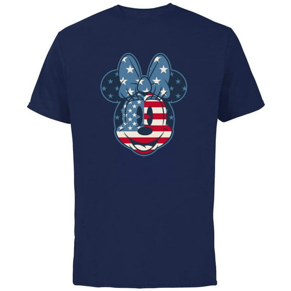 Disney Minnie Mouse Vintage Americana Fourth of July - Short Sleeve Cotton T-Shirt for Adults - Customized-Navy