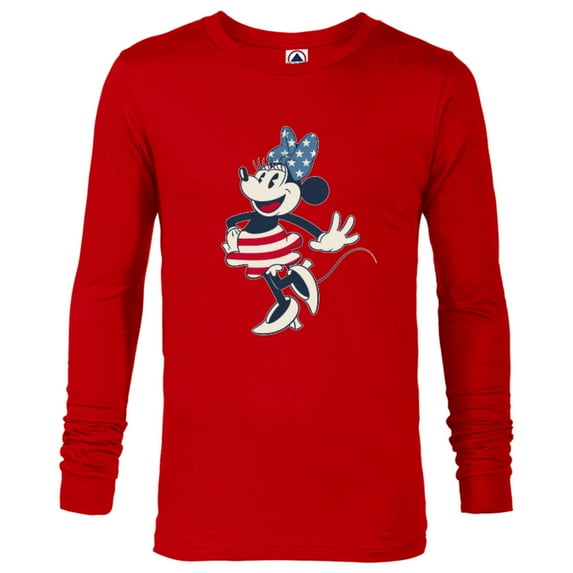 Disney Minnie Mouse Vintage Americana - Long Sleeve T-Shirt for Men - Customized-New Red