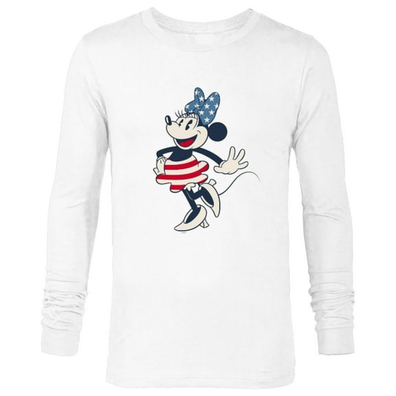 Disney Minnie Mouse Vintage Americana - Long Sleeve T-Shirt for Men - Customized-White