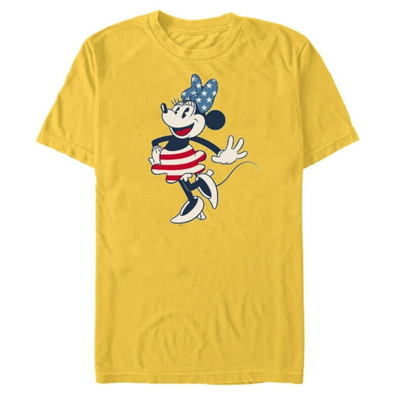 Disney Minnie Mouse Vintage Americana - Short Sleeve Blended T-Shirt for Adults - Customized-Yellow