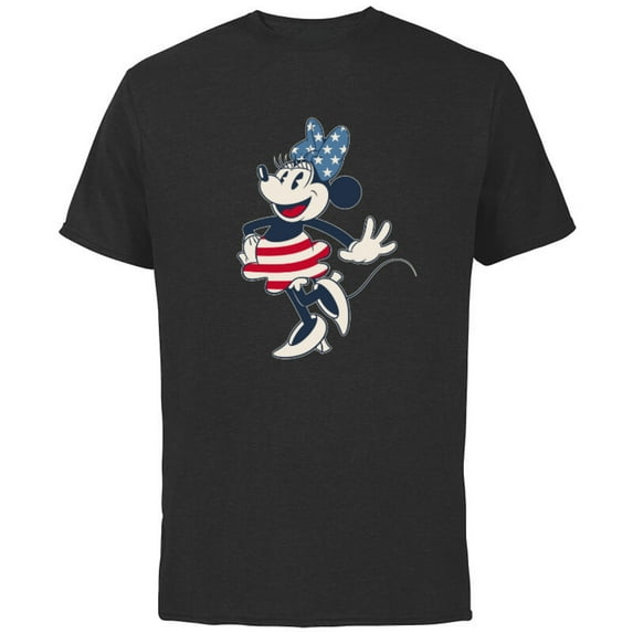 Disney Minnie Mouse Vintage Americana - Short Sleeve Cotton T-Shirt for Adults - Customized-Black