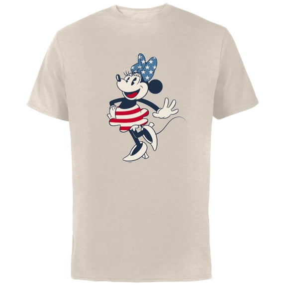 Disney Minnie Mouse Vintage Americana - Short Sleeve Cotton T-Shirt for Adults - Customized-Natural