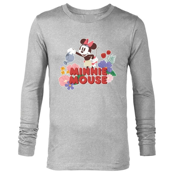 Disney Minnie Mouse Watering Flowers Botanical Garden Spring - Long Sleeve T-Shirt for Men - Customized-Athletic Heather