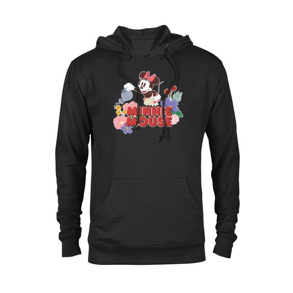 Disney Minnie Mouse Watering Flowers Botanical Garden Spring - Pullover Hoodie for Adults - Customized-Black