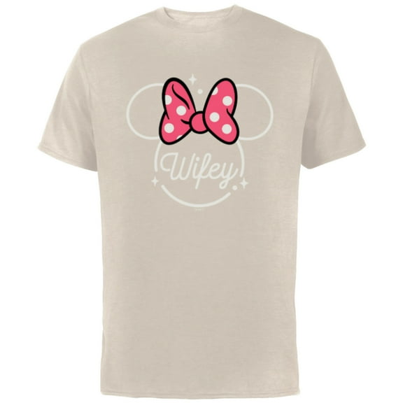 Disney Minnie Mouse Wifey Head Icon Magic Family Trip- Short Sleeve Cotton T-Shirt for Adults - Customized-Natural