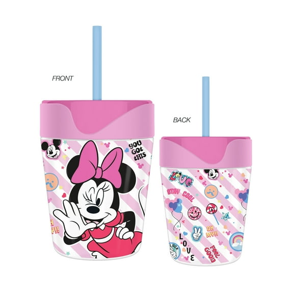 Disney Minnie Mouse Wink Spill Proof Plastic Travel Mug Tumbler with Straw, 17.5 oz
