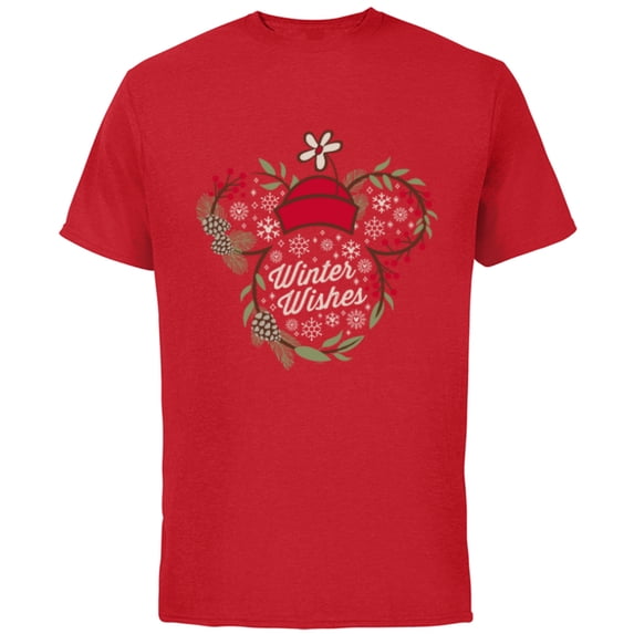 Disney Minnie Mouse Winter Wishes - Short Sleeve Cotton T-Shirt for Adults - Customized-Red