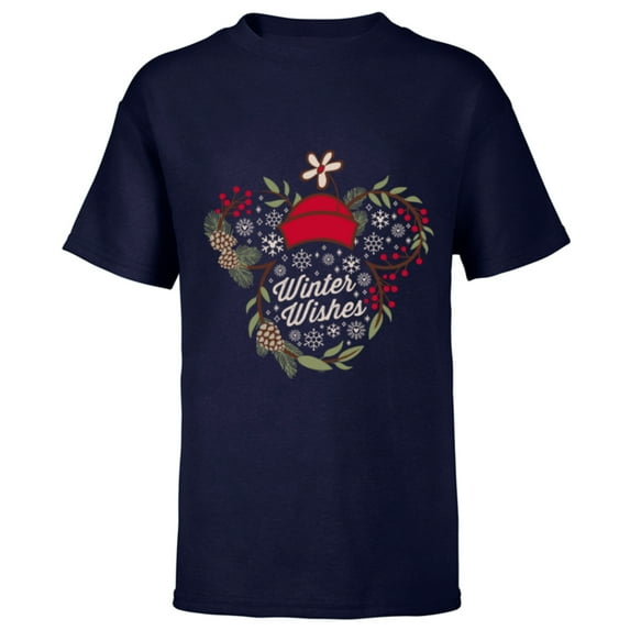 Disney Minnie Mouse Winter Wishes - Short Sleeve T-Shirt for Kids - Customized-Navy