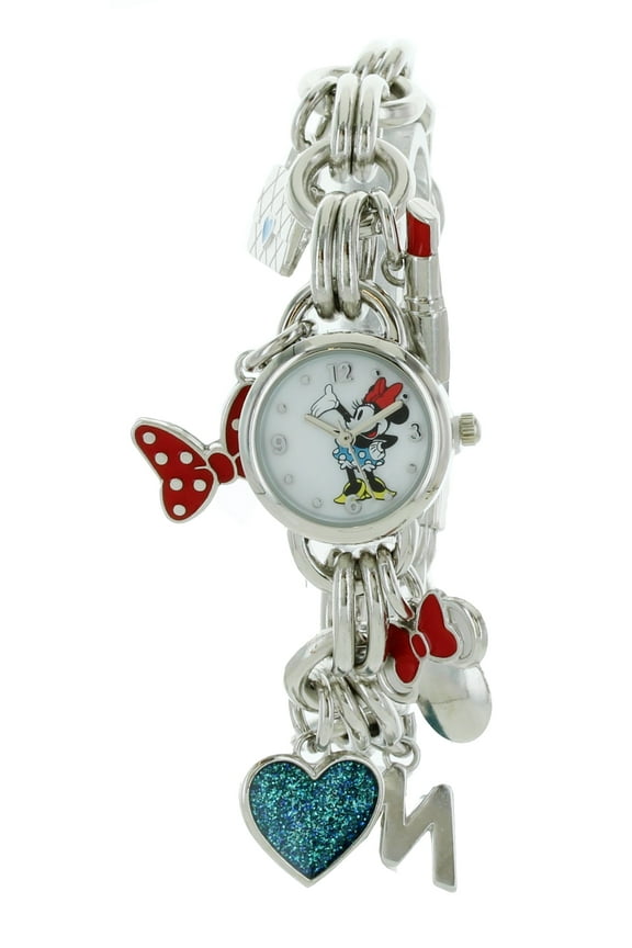 Minnie Mouse Women Stainless Steel Charm Bracelet Watch MN2217