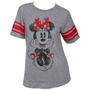 MICKEY MOUSE Disney Minnie Mouse Women&apos;s Striped Football T-Shirt-Large