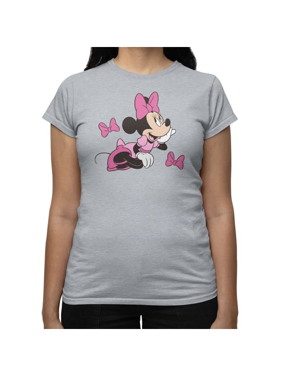 Minnie Mouse Women's Pink Bow Dreamer T-Shirt (Sport Grey, S-XXL)