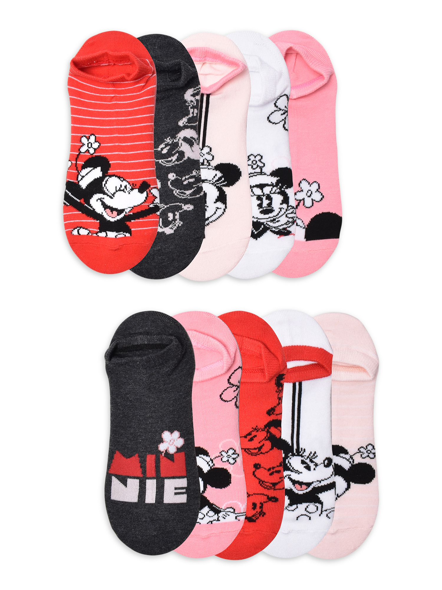 Disney Minnie Mouse Womens Graphic Super No Show Socks, 10-Pack, Sizes 4-10 - image 1 of 5