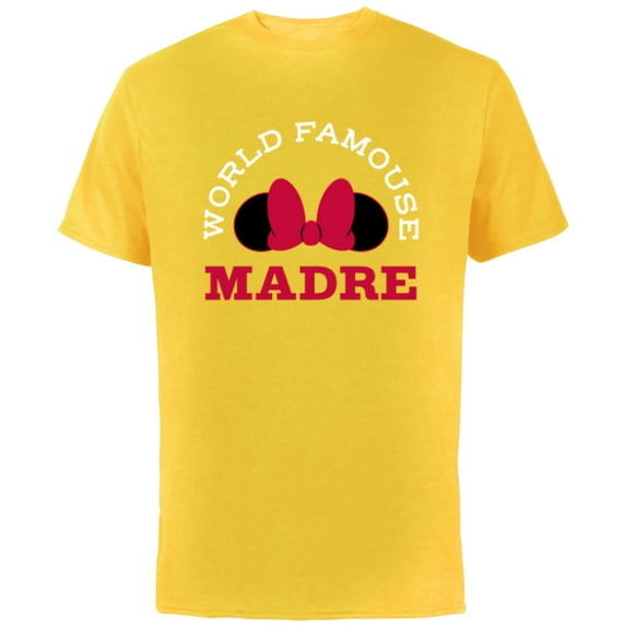 Disney Minnie Mouse World Famouse Madre Mother’s Day - Short Sleeve Cotton T-Shirt for Adults - Customized-Yellow