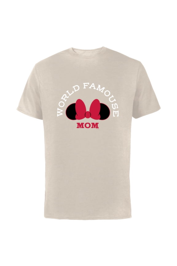 Minnie Mouse World Famouse Mom Mother’s Day - Short Sleeve Cotton T-Shirt for Adults - Customized-Natural