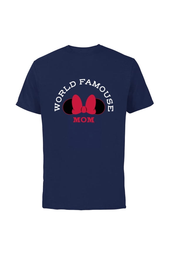 Minnie Mouse World Famouse Mom Mother’s Day - Short Sleeve Cotton T-Shirt for Adults - Customized-Navy
