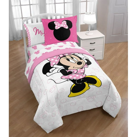 Disney Minnie Mouse XOXO 5 Piece Twin Bed in a Bag, 100% Microfiber, Pink