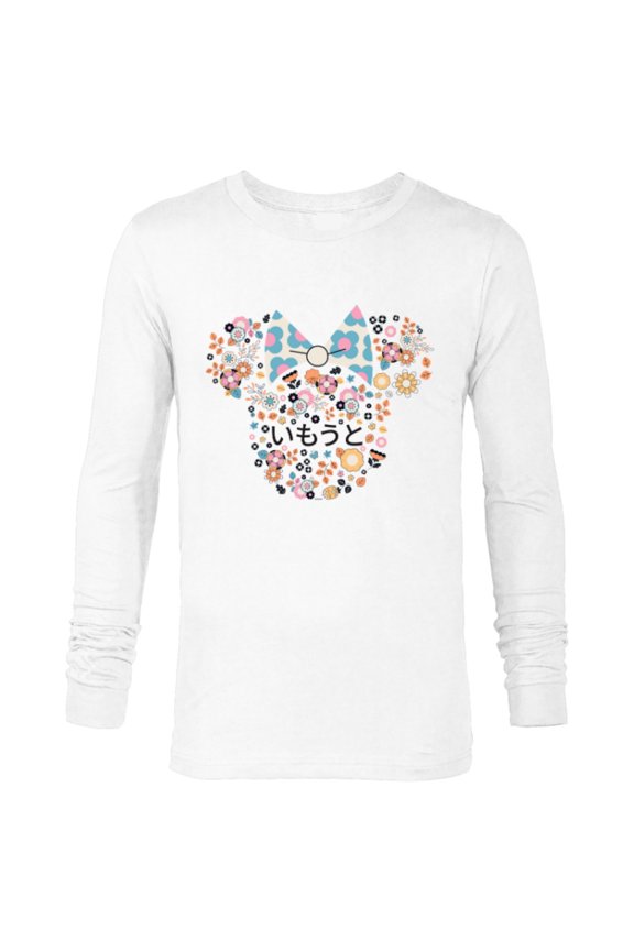 Minnie Mouse Younger Sister Flowers Japanese Family- Long Sleeve T-Shirt for Men - Customized-White