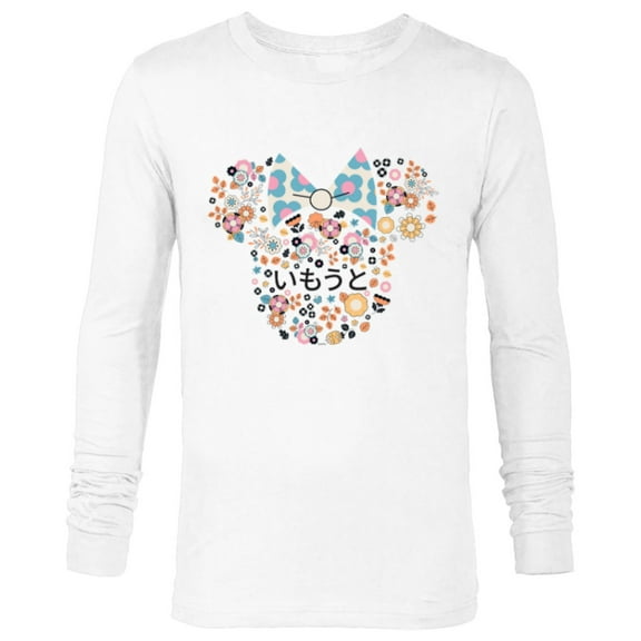 Disney Minnie Mouse Younger Sister Flowers Japanese Family- Long Sleeve T-Shirt for Men - Customized-White
