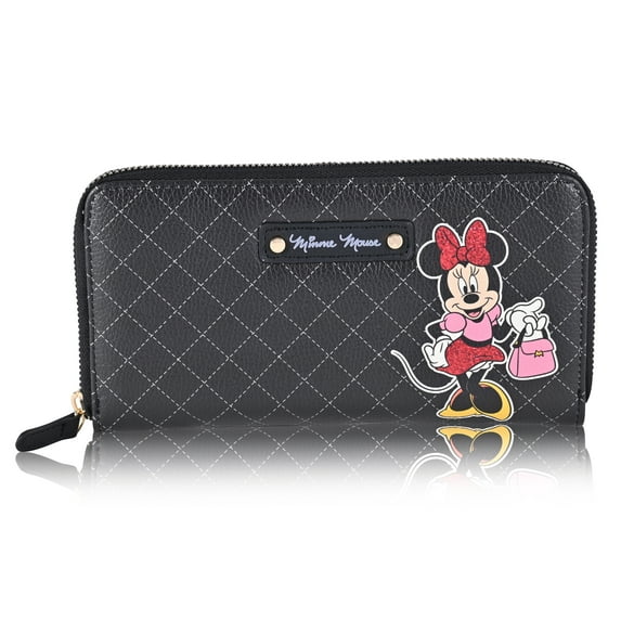 Disney Minnie Mouse Zip-Around Wallet for Women, Black