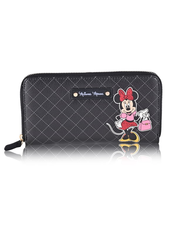 Minnie Mouse Zip-Around Wallet for Women, Black