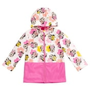 Minnie Mouse Toddler Girls' Hooded Zip-Up Rain Jacket Minnie Floral White