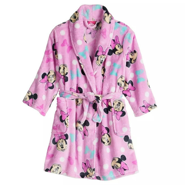 Disney Minnie Mouse and Bows Pink Minky Fleece Toddler Girl's Bathrobe, Robe,  Size 4T - Walmart.com