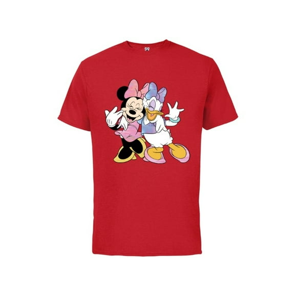 Disney Minnie Mouse and Daisy Duck Best Friends - Short Sleeve Cotton T-Shirt for Adults -Customized-Red