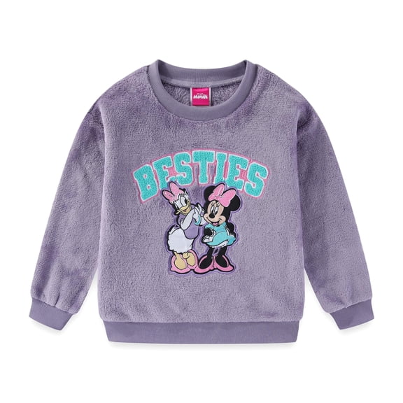 Disney Minnie Mouse and Daisy Duck Crewneck Wubby Fleece Pullover Sweatshirt (Girls), Sizes 4-6X