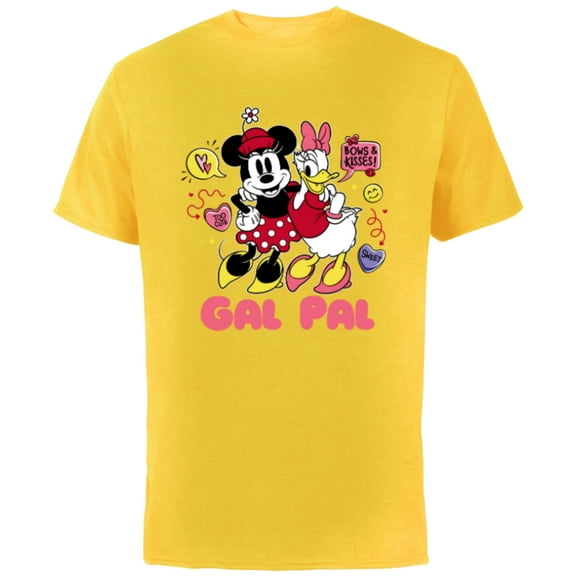 Disney Minnie Mouse and Daisy Duck Gal Pal Cute Retro - Short Sleeve Cotton T-Shirt for Adults - Customized-Yellow
