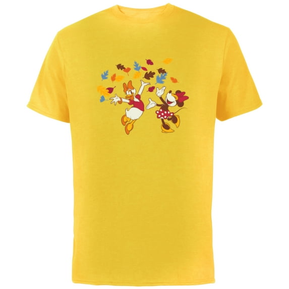 Disney Minnie Mouse and Daisy Duck Thanksgiving Fun - Short Sleeve Cotton T-Shirt for Adults - Customized-Yellow