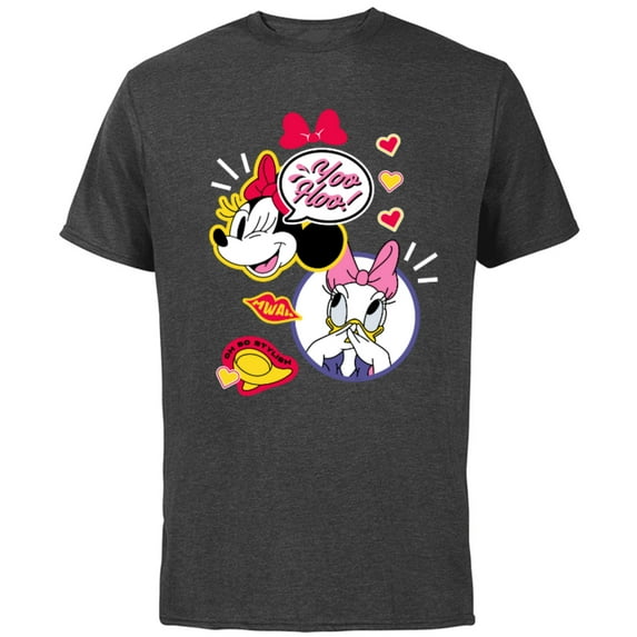 Disney Minnie Mouse and Daisy Duck Yoo Hoo - Short Sleeve Cotton T-Shirt for Adults - Customized-Charcoal
