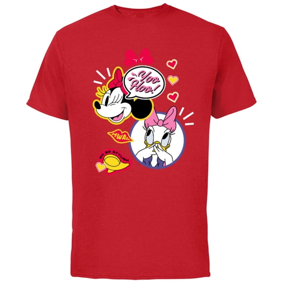 Disney Minnie Mouse and Daisy Duck Yoo Hoo - Short Sleeve Cotton T-Shirt for Adults - Customized-Red