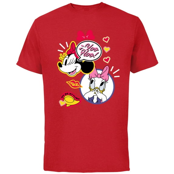 Disney Minnie Mouse and Daisy Duck Yoo Hoo - Short Sleeve Cotton T-Shirt for Adults - Customized-Red