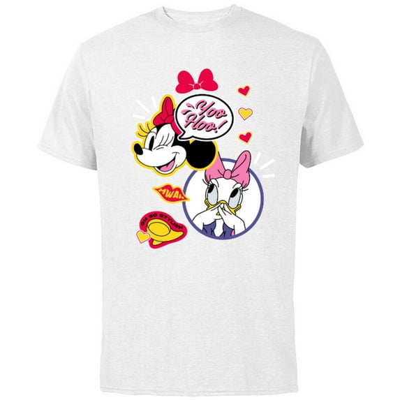 Disney Minnie Mouse and Daisy Duck Yoo Hoo - Short Sleeve Cotton T-Shirt for Adults - Customized-White