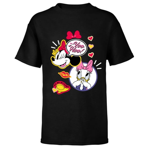 Disney Minnie Mouse and Daisy Duck Yoo Hoo - Short Sleeve T-Shirt for Kids - Customized-Black