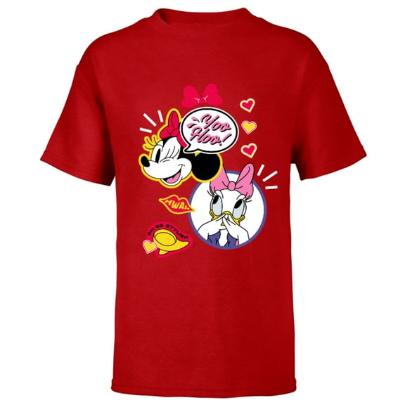 Disney Minnie Mouse and Daisy Duck Yoo Hoo - Short Sleeve T-Shirt for Kids - Customized-Red