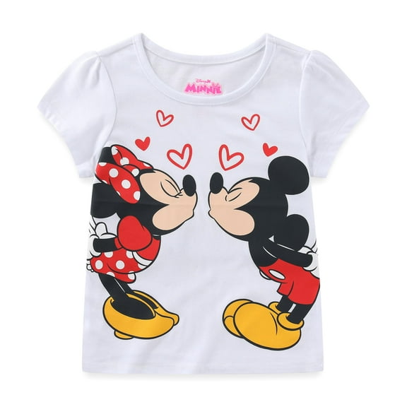 Disney Minnie Mouse and Mickey Mouse Short Sleeve T-Shirt (Girls), Sizes 3T-6X
